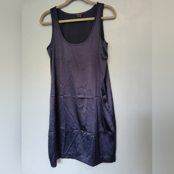 Theory Farica Silk Slip Dress in Blue Size 10 - Picture 1 of 9